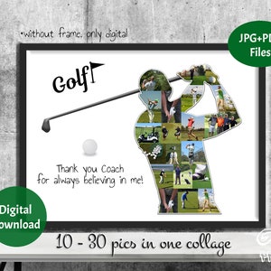 Golf Photo Collage, Coach Photo Gift, Gift for Player, Player Photo Collage, Gift for Men, Personalized Sport Gift, Gift for Dad, Digital