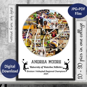 Volleyball Photo Collage, Sport Photo Gift, Gift for Player, Player Photo Collage, Senior Night Gift, Personalized Ball Gift, Digital File