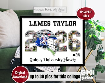 2026 Senior Lacrosse Photo Gift, Helmet Lacrosse Collage, Year Sport Collage, Player Photo Senior Night Gift, Sport Lacrosse Gift Digital