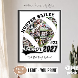 Football 2027 Photo Collage, Senior Night Gift for Player,  Sport Ball Poster Keepsake, Digital