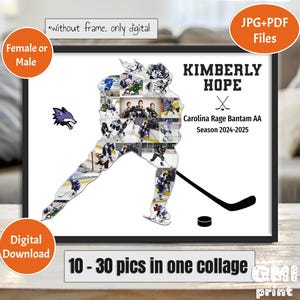 Female Hockey Photo Collage, Male Hockey Senior Night, Sport Photo Gift, End of Season Gift, Player Photo Collage, Women Hockey Gift Digital