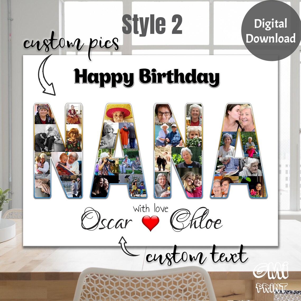 Nana Photo Collage Grandma Gift Personalized Nana Gift Etsy