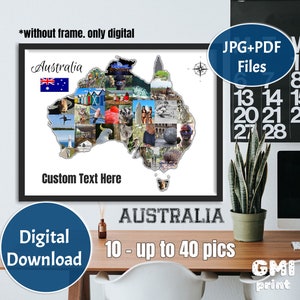 Australien Fotocollage, Fotocollage KARTE, Hochzeitsgeschenk, Hochzeitsgeschenk, Hochzeitsgeschenk, Reisefotocollage, Personalisierungsgeschenk, DIGITAL
