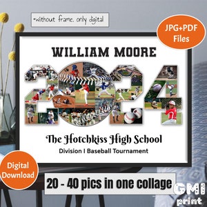 2024 Baseball Photo Collage, 2024 Photo YEAR Gift, Gift for Player, Grad Sport Collage, Senior Night Gift, Personalized Ball Gift, Digital