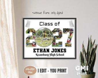 Soccer Class of 2027 Collage, Senior Night Year Picture for Player, Team Keepsake, Digital