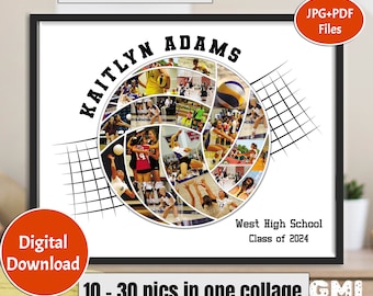 Volleyball Sport Photo Collage, Volleyball Gift for Player, Player Photo Collage, Senior Night Gift, Personalized Ball Gift, Digital