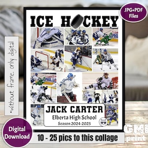 Hockey Photo Board Collage, Hockey Player Keepsake, Senior Night Gift, Sport Senior Gift, Hockey Gift Idea, Coach Present, Digital