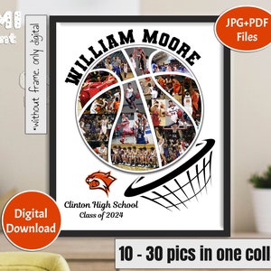 Basketball Photo Gift, Sport Photo Collage, Gift for Player, Basketball Player Collage, Senior Night Gift, Personalized Ball Gift, Digital