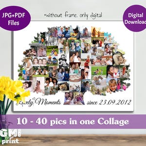 Family Tree Collage, Family Photo Collage, Family Tree wall Art, Personalized Birthday Gift, Anniversary Gift, Gift for Mother, DIGITAL