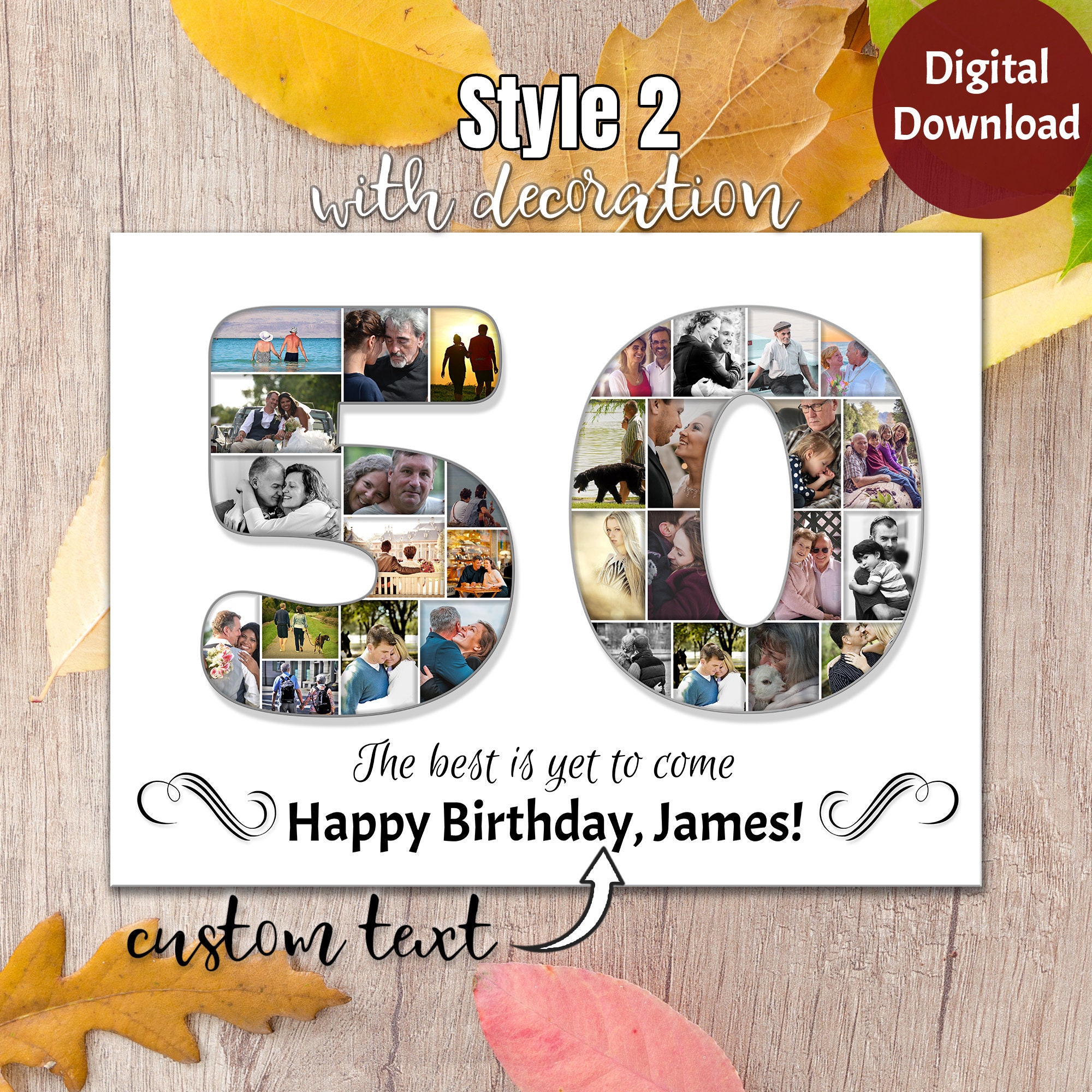 50th Birthday Photo Collage Birthday Collage Personalized Etsy