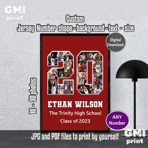 Any Number Volleyball Player Collage, Senior Night Basketball Gift, Soccer Photo Collage, Football Player Gift, Shirt Number Printable