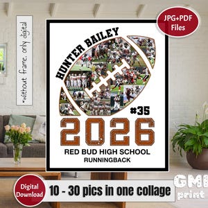 American Football Photo Collage, 2026 Year Flag Football Gift, Gift for Player, Grad Sport Collage, Senior Night Gift, Coach Collage Digital