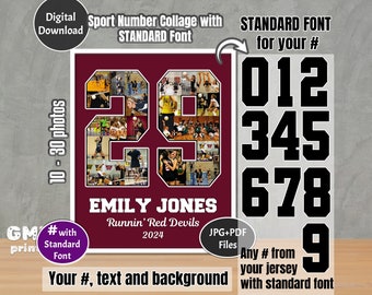 Number Volleyball Sport Player Collage, Senior Night Soccer Gift, Football Number Collage, Basketball Player Gift, Sport Jersey Number