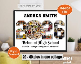 2026 Volleyball Photo Collage, 2026 Year Photo Gift, Gift for Player, Grad Sport Collage, Senior Night Gift, Personalized Ball Gift, Digital