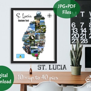 St Lucia Fotocollage, Fotocollage KARTE, Hochzeitsgeschenk, Hochzeitsgeschenk, Hochzeitsgeschenk, Reisefotocollage, Personalisierungsgeschenk, DIGITAL