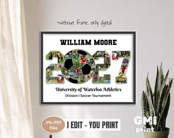 2027 Soccer Photo Collage, Senior Night Gift for Player, Personalized Ball Gift, Digital