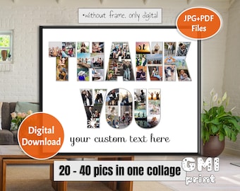 Thank You Photo Collage, Custom Gift for Colleaques, Gift for Friend Teacher Appreciation Collage, Coach Present, Retirement Collage DIGITAL