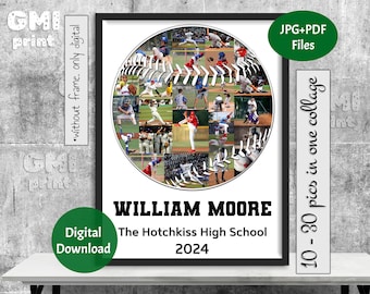 Baseball Photo Collage, Coach Gift Baseball, Gift for Player, Softball Senior Gift, Senior Night Gift, Personalized Sport Gift, Digital FILE