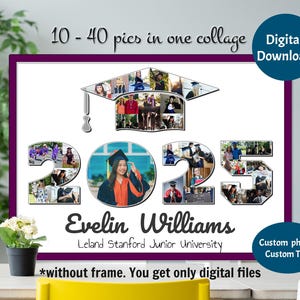 Graduation 2025 Photo Collage, Graduate Photo Gift, Class of 2025, Custom Senior Photo Gift, Grad Photo Collage, Graduation Cap, Digital