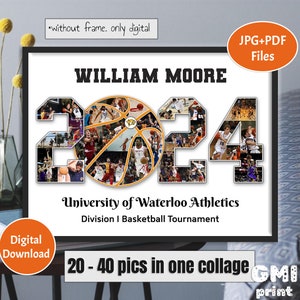 2024 Basketball Photo Collage, 2024 Photo Gift, Gift for Player, Grad Sport Collage, Senior Night Gift, Personalized Ball Gift, Digital