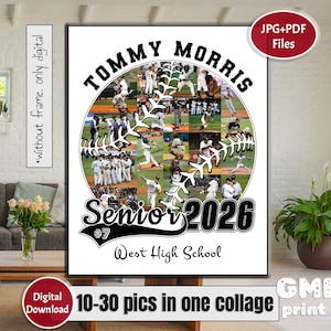 2026 Baseball Senior Photo Collage, Sport Gift Idea, Photo Gift for Player, Senior Night Gift, Sport Ball Poster, Baseball Keepsake Collage