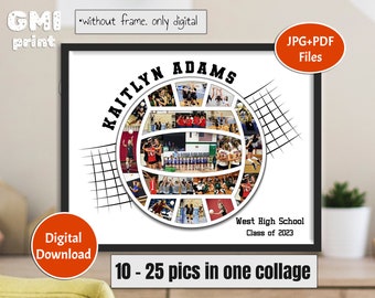 Volleyball Sport Photo Gift, Volleyball Collage, Gift for Player, Player Photo Collage, Senior Night Gift, Personalized Ball Gift, Digital