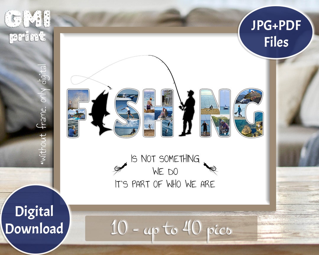 Fishing Photo Gift, Fishermen Photo Collage, Birthday Fishermen Gift