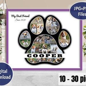 Paw Dog Photo Gift, Pet Memorial Photo Poster,Dog Lover Photo Gift, Dog Memory Gift, Dog Owners Gift, Lost Dog Collage, Digital