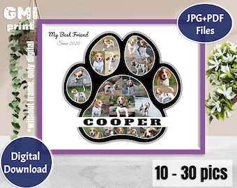 Regalo fotografico con zampa di cane, poster fotografico commemorativo per animali domestici, regalo fotografico per amanti dei cani, regalo ricordo per cani, regalo per proprietari di cani, collage di cani smarriti, digitale
