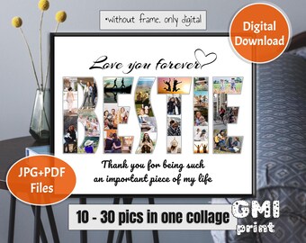 BESTIE Photo Collage, BFF Photo Gift, Photo Collage for Friend, Custom Text Gift for Her, Personalized Gift for Bestie , DIGITAL