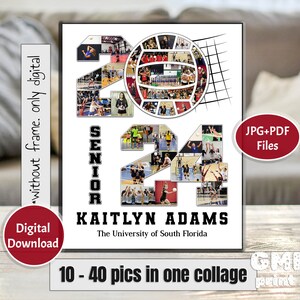 2024 Volleyball Photo Gift, 2024 Sport Year Collage, Gift for Player, Grad Sport Collage, Senior Night Gift, Personalized Ball Gift, Digital