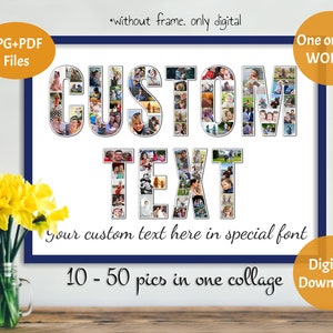 Collage de palabras personalizado, regalo de fotos personalizado, collage de fotos con texto, regalo de texto personalizado, regalo para amigos, mamá, papá, abuela, collage, archivo DIGITAL