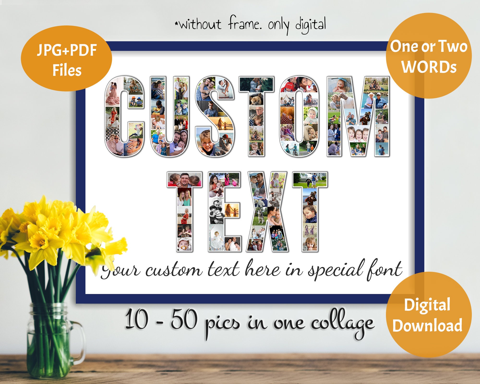 Any Custom Word Collage Custom Photo Gift Your Text Photo Etsy