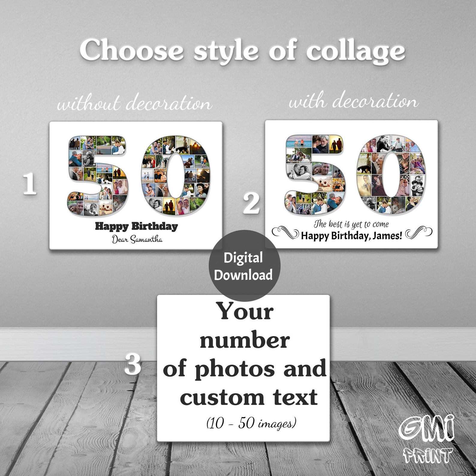 50th Birthday Photo Collage Birthday Collage Personalized Etsy