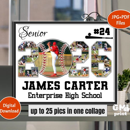 2026 Senior Baseball Photo Gift, Softball Player Collage, Year Sport Collage, Player Photo Senior Night Gift, Sport Baseball Gift Digital