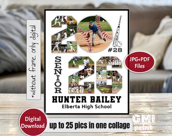 2026 Year Baseball Collage for Player, 2026 Baseball Picture Collage, End of Season gift, Softball Senior Night, Sport Idea Gift Digital