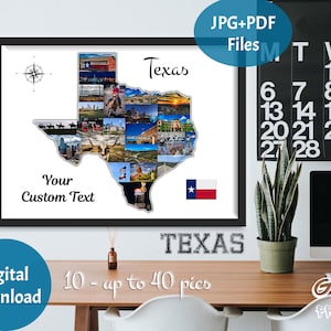 Texas State Fotocollage, State Map Geschenk, Hochzeitsgeschenk, USA Urlaub, Texas Flitterwochen Foto, Benutzerdefinierte Reisecollage, Wohnkultur, DIGITAL