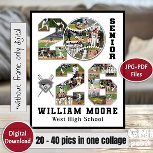 2026 Baseball Photo Gift, 2026 Photo YEAR Collage, Gift for Baseball Player, End of Season gift, Senior Night Gift, Sport Idea Gift Digital
