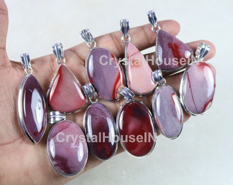 Top Quality Natural Red Mookaite Jasper Gemstone Silver Plated Pendant, Exclusive Mookaite Jasper Stone Silver Plated Pendant Jewelry