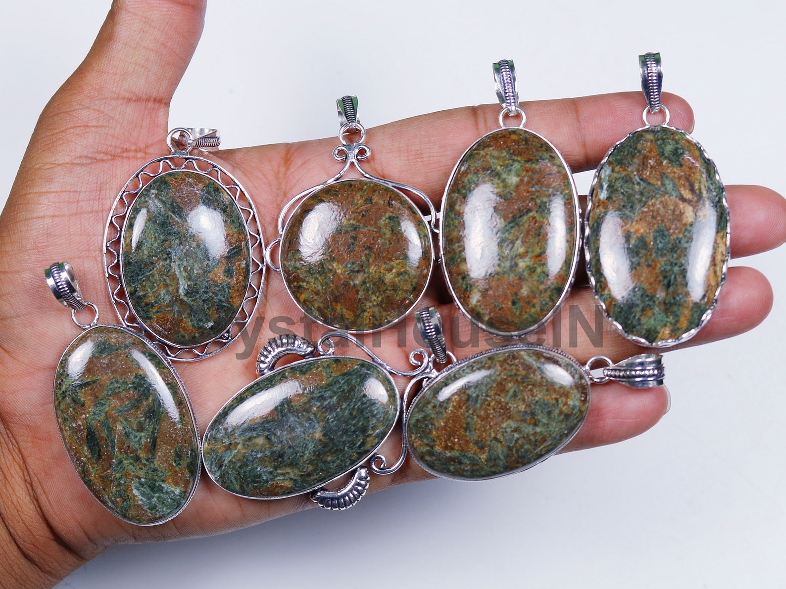 Natural Indian Serpentine Pendants Serpentine Gemstone Etsy