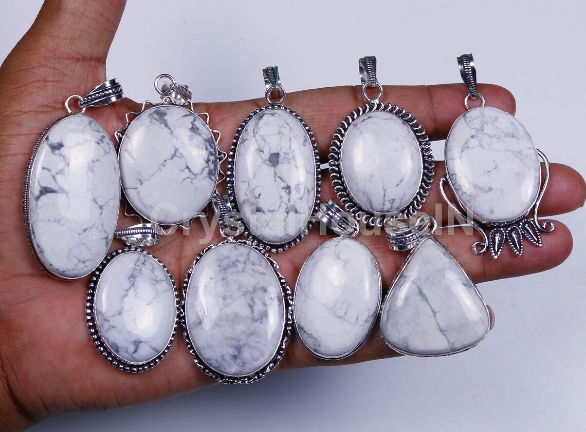 Sale Natural White Howlite Pendants Howlite Gemstone Etsy UK