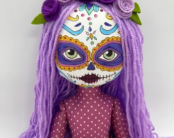 Dia de los Muertos doll, hand painted fabric doll, calavera doll. La catrina doll Special edition