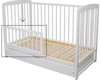 Babybett, Bettengröße 60x120, Babybett, Zustellbett, Kinderbett mit Geländer, Geländer, Babybett aus Holz