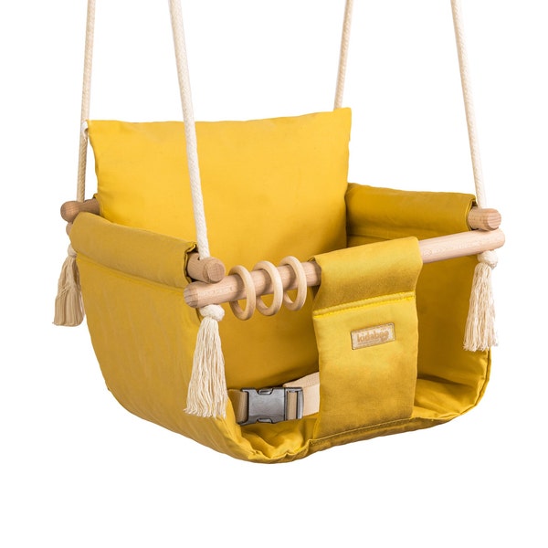 Schaukel, Balançoire, Indoor und Outdoor Black Baby Swing, Wippe, Kleinkindspielzeug, Hängematte, Stoffschaukel, erstes Geburtstagsgeschenk, 100% handgefertigt