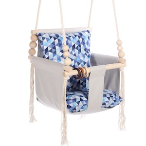 Schaukel, Balançoire, Indoor and Outdoor Gray Baby Swing, High back, toddler toy, hammock, fabric swing, babyschaukel 100% Hand Made