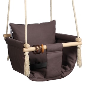 Schaukel, Balançoire, Indoor and Outdoor Brown Baby Swing, Seesaw, toddler toy, hammock, fabric swing, babyschaukel, 100% Hand Made