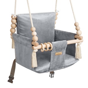 Schaukel, Balançoire, children&#39;s swing for indoor and outdoor use, toddler toy, fabric velvet swing, first birthday gift, 100% hand made