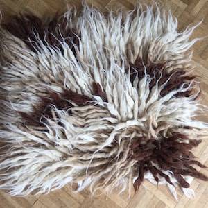 Brown, beige and cream Sheepskin Look Seat Pads | Seat Covers | Hand Woven On Loom