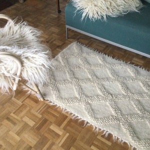 White Rug Organic Sheep Wool Scandinavian Design