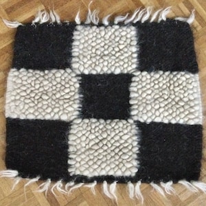 Checkerboard Pouf | Floor Poof| Chess Wool Seat Pads | Seat Covers | Hand Woven On Loom